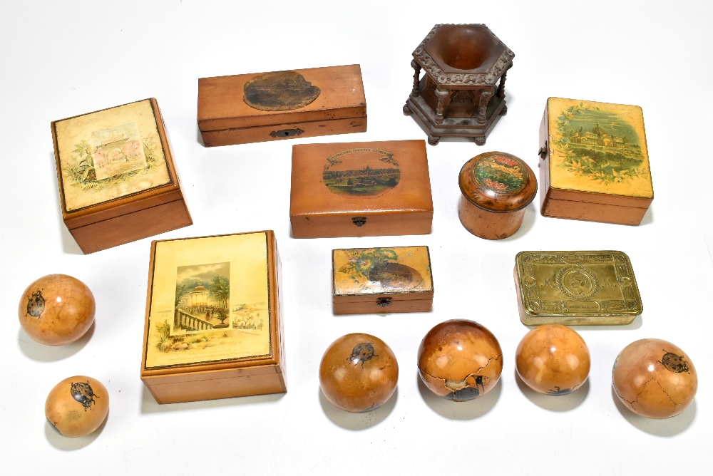 VARIOUS EXHIBITIONS; a small group of Mauchline ware including 1889 Glasgow Exhibition, also some