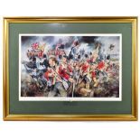 CHRIS COLLINGWOOD; pencil signed print, '52nd Oxfordshire Regiment at The Battle of Waterloo, 1815',