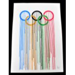 ZEVS (born 1977); screenprint in colours, 'Liquidated Olympic Rings', signed in pencil lower