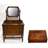 An oak dressing chest and a clerk's desk (2).