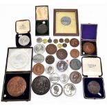 VARIOUS EXHIBITIONS; a large group of various medals and medallions, many bronze examples, including