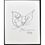 JEFF KOONS (American, born 1955); a black ink sketch on white card, ‘Floral Study’ signed and