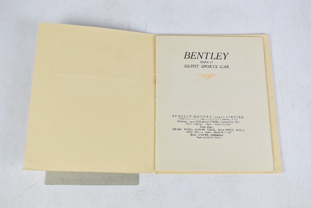 BENTLEY; a Mark VI brochure with four plates and chassis price list tucked in at end; with a - Bild 2 aus 4