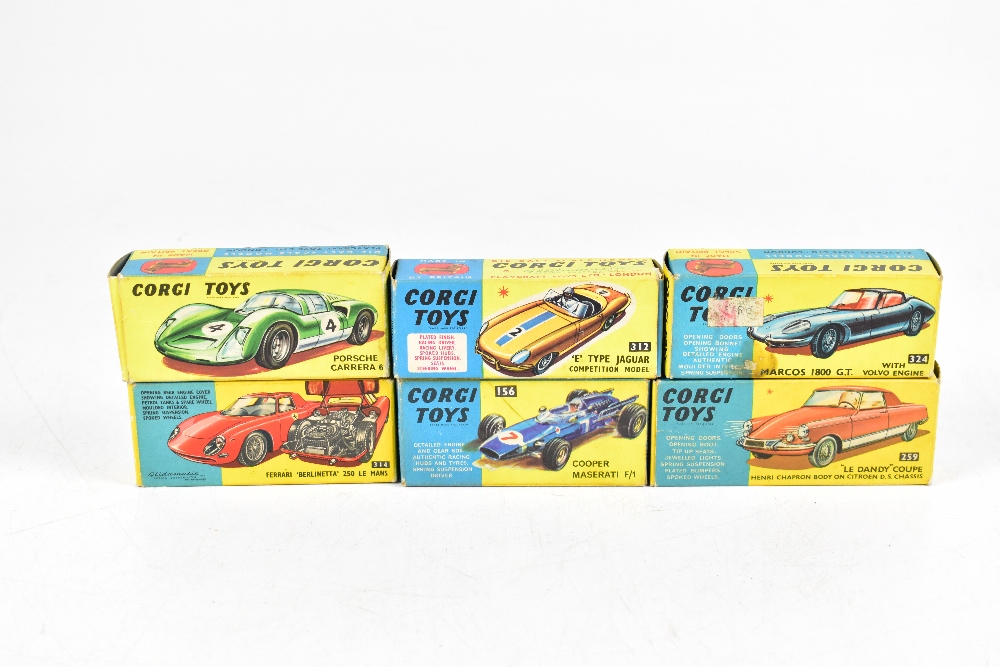 CORGI TOYS; a collection of six diecast vehicles comprising 324MARCOS 1800 GT, 259 Le Dandy Coupe, - Image 2 of 3