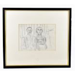 JOSIAH WOODROW (1927-2006); pencil sketch, 'A Seated Couple', unsigned, bears 108 Fine Arts