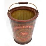 A modern decorative fire bucket, inscribed 'Franklin Fire Society No.1 William Love', height