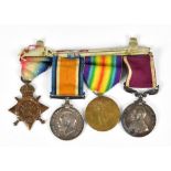 A World War I bar of four medals awarded to 9391 Pte. A. Cole Conn Rang, comprising 1914 star,