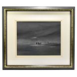 J.SCOTT; pastel, tranquil coastal landscape, signed, 29 x 37.5cm, framed and glazed.