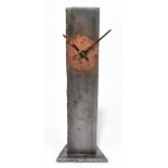 M. LONG; a contemporary iron eight day timepiece, with battery operated movement, height 35cm.