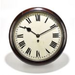 A late 19th century eight day wall timepiece, the dial with Roman numerals, diameter 37cm.Additional