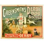 GREENSMITH'S; an original advertising card sign for Greensmith's Derby dog biscuits, produced by