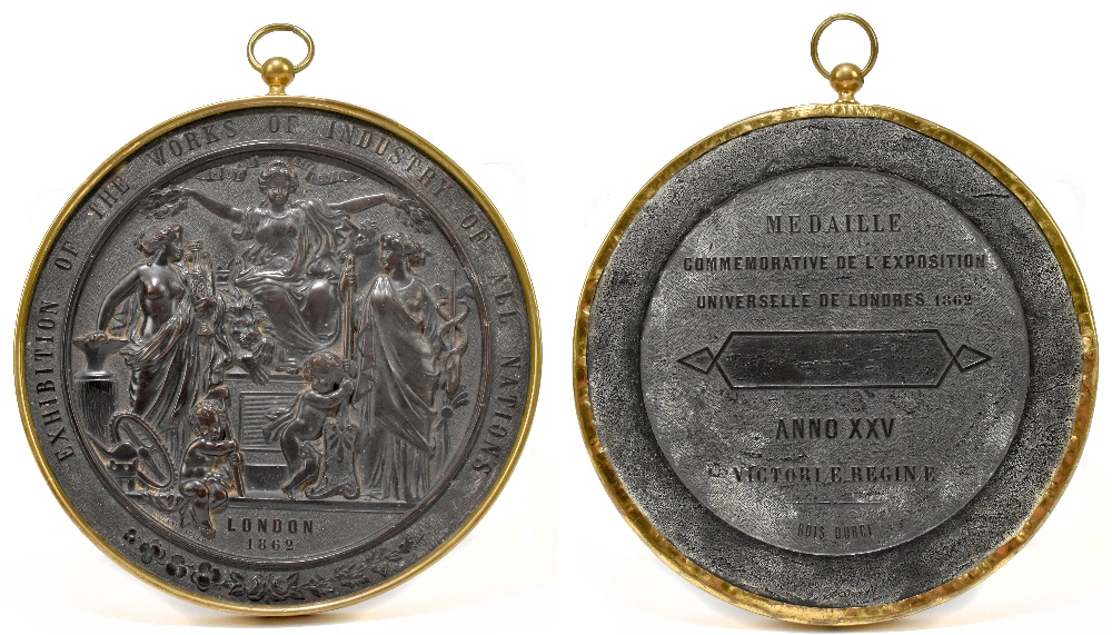 LONDON 1862; a Bois Durci medal for the Exhibition of the Works of Industry of All Nations, with