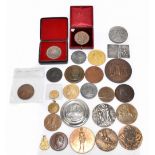 VARIOUS EXHIBITIONS (MAINLY EUROPEAN); a group of medals and medallions including many bronze