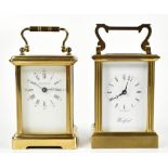 WOODFORD; a brass cased English carriage clock, the enamel dial set with Roman numerals, height