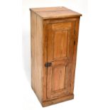 A rustic pine single door side cabinet. Additional InformationHeight 114cm Width 46.5cm Depth 46.