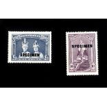 AUSTRALIA, two fine 'specimen' stamps, fine LMM, 1938 10s & £1, SG 177 & 178. Cat. value £835