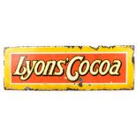 LYON'S COCOA; an original advertising sign of rectangular form for Lyon's Cocoa, 30 x 92cm.