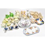 A collection of assorted ceramics including Art Deco part tea services, various figures, a silver