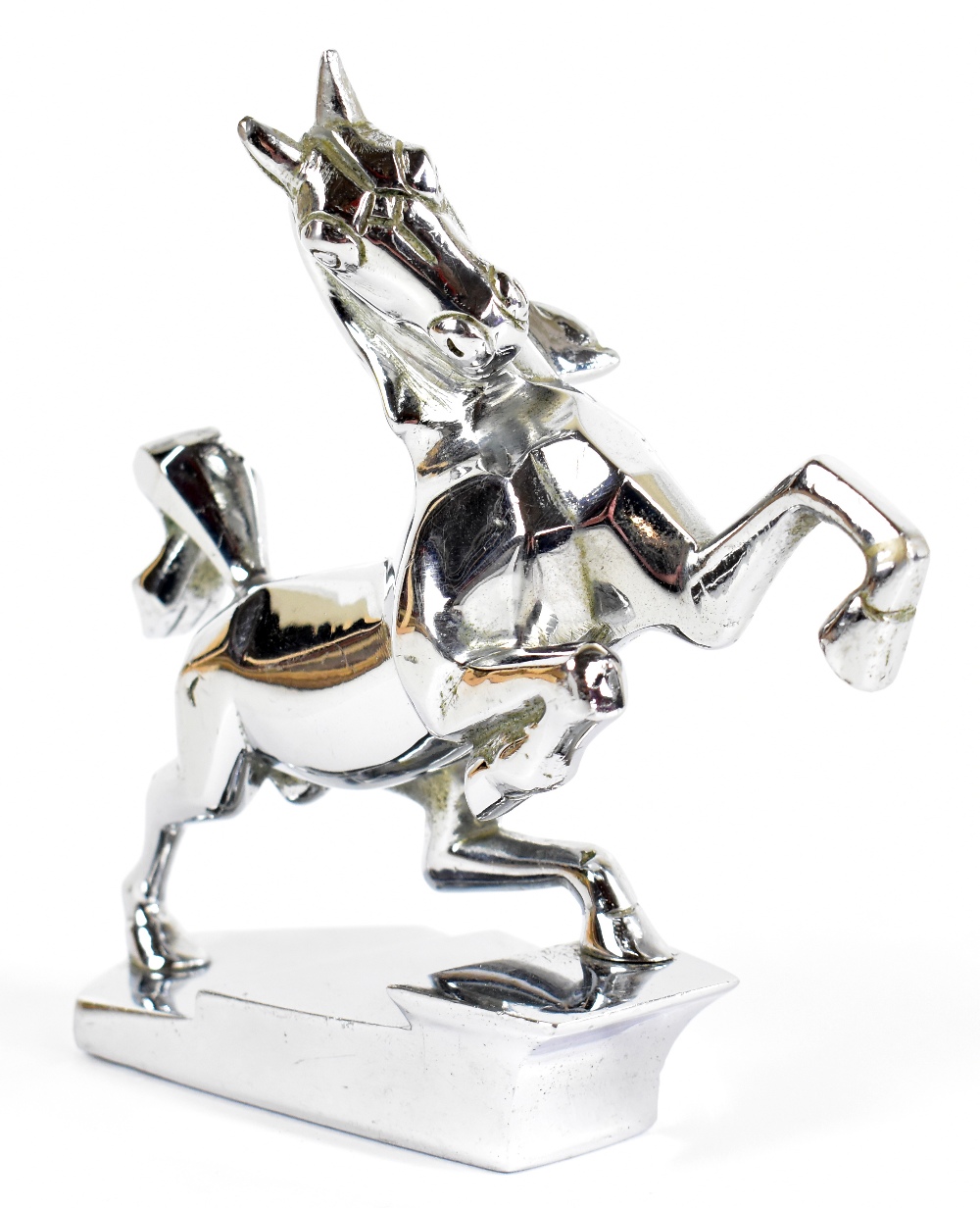 PULLMAN HUMBER; an Art Deco nickel plated car mascot modelled as a horse, on stepped base, the