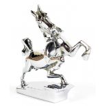 PULLMAN HUMBER; an Art Deco nickel plated car mascot modelled as a horse, on stepped base, the