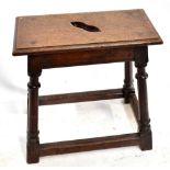 A 17th century style oak joint stool, height 47cm, width 46cm. Additional InformationGeneral age