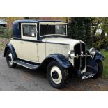 A 1932 RENAULT MONAQUATRE; WHJ 673, two door fixed head coupe 1200cc.  Provenance: The Brian William
