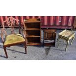 A George III mahogany carver chair, with drop-in seat, on tapered legs, with a Continental painted