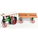 MAMOD; a TE1 traction engine, and L.W.1 lumber wagon, with faux logs