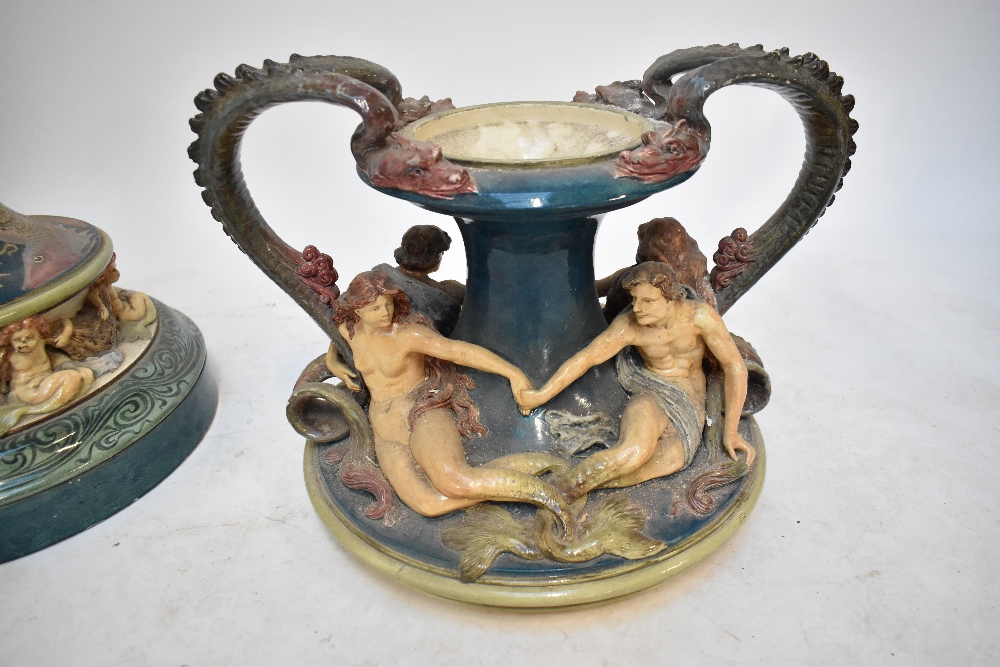 DOULTON LAMBETH; a monumental exhibition produced twin handled vase, the lid with swept dragon - Bild 12 aus 17