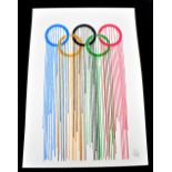 ZEVS (born 1977); screenprint in colours, 'Liquidated Olympic Rings', signed in pencil lower