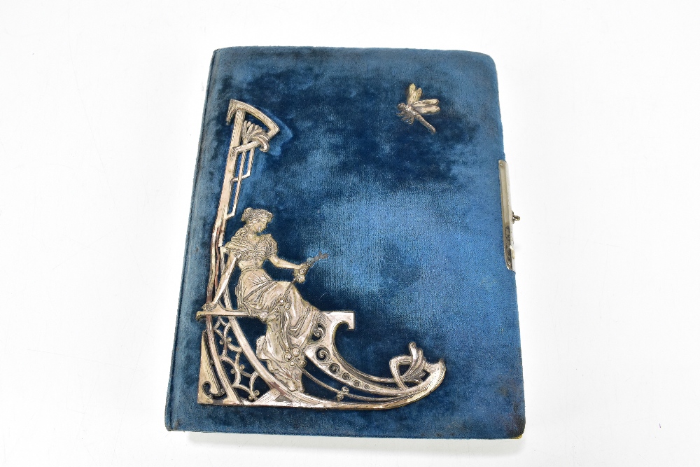 An early 20th century photograph album of rectangular form with applied silvered panel depicting - Bild 2 aus 5