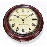 S. FERNLEY, WARRINGTON; a 19th century fusee wall clock, the enamel dial with Roman numerals and