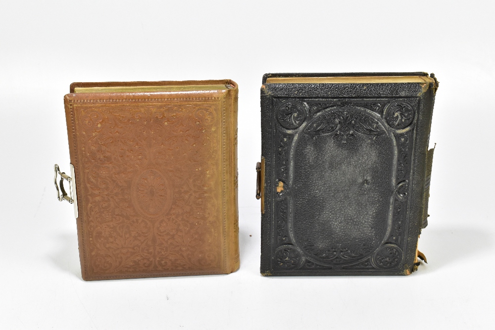 Two Victorian photograph albums including a brown leatherette example with gilt floral tooling, - Bild 4 aus 6