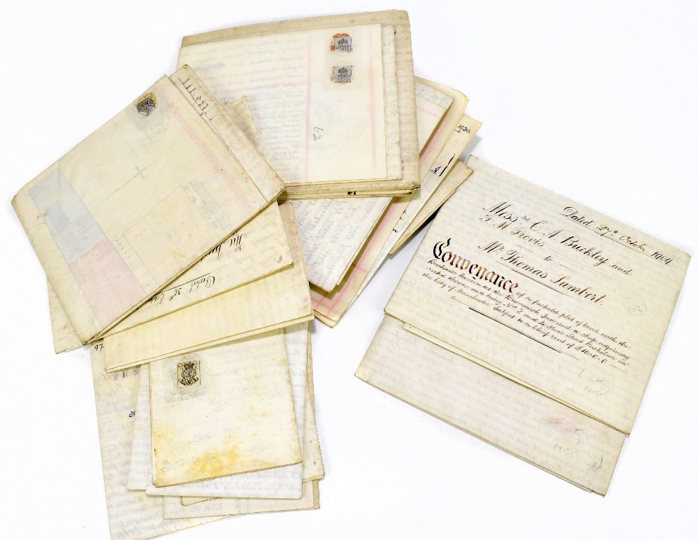 A collection of assorted vellum indentures, relating to Manchester and the surrounding areas.