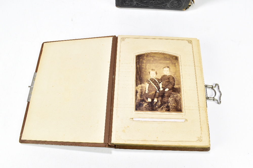 Two Victorian photograph albums including a brown leatherette example with gilt floral tooling, - Bild 5 aus 6