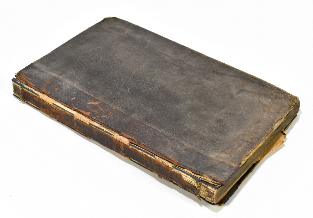 A late 19th/early 20th century leather bound log believed to have been a log for the stall holders