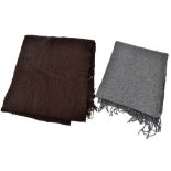 BERGDORF GOODMAN; a 100% wool woven scarf with fringe ends and a Donna Karan signature 100% cashmere