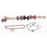 AURIGA; an unusual rose gold tone bracelet with tartan pasta shaped bows designed by Patrizia