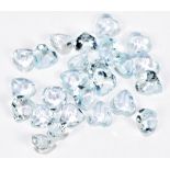 AQUAMARINE; twenty-five heart shaped cut stones totalling 9.28ct.