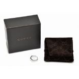 GUCCI; a silver bamboo ring, stamped 'Gucci 925', size small, with original pouch and box.Additional