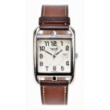 HERMÈS; a lady's Cape Cod watch with opaline silvered dial, with hour, minute, seconds and date