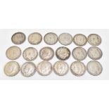 A collection of eighteen Edward VII and George V silver half crowns, weight 8ozt/250g.