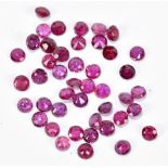 RUBY; a group of 3.5mm round cut stones totalling 9.28ct.