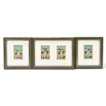 Four Gallaher Ltd cigarette cards depicting boxers now mounted in three glazed frames (3).