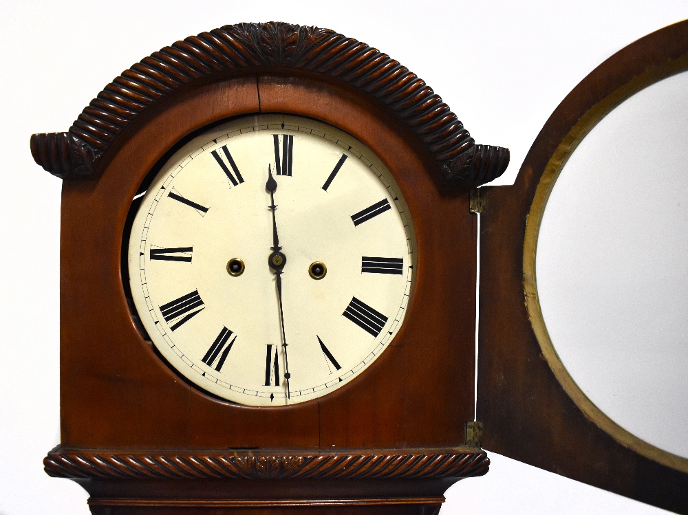An early 19th century Scottish mahogany longcase clock, the circular painted dial set with Roman - Image 3 of 5