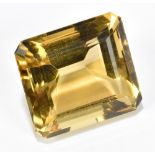 CITRINE; an octagonal cut stone weighing 87.67ct, 28 x 26mm.