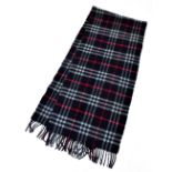 BURBERRY; a navy Nova check tartan scarf with authentic logo tag to end and tassels.Additional