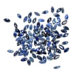 SAPPHIRE; a group of 4 x 2mm marquise cut stones totalling 11.25ct.