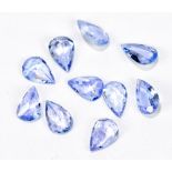 TANZANITE; ten 6 x 4mm pear shaped cut stones.