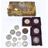 A collection of mixed world coins including a Victoria crown 1893, also a Russian coin ten kobek,